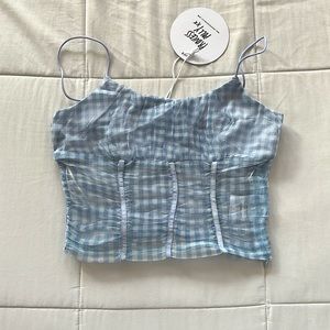 Princess Polly Concordia Top Blue Check